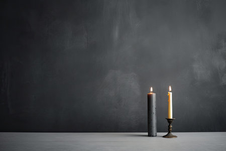 0306. Candle in front of dark wall. Generative AIの素材