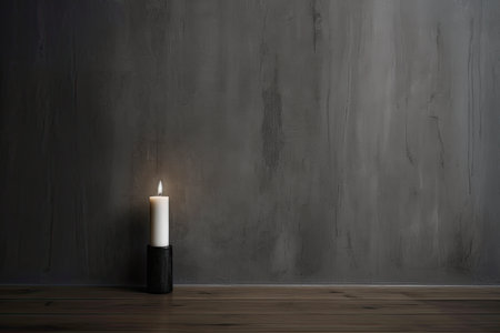 0305. Candle in front of dark wall. Generative AIの素材