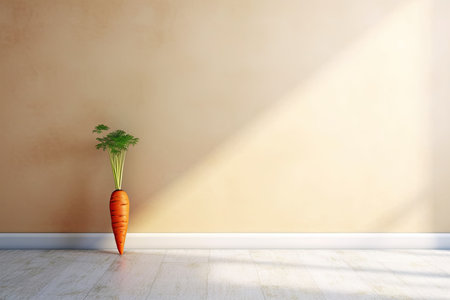 0314. Carrot in front of light pastel wall. Generative AIの素材