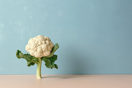 0317. Cauliflower in front of light pastel wall. Generative AIの素材