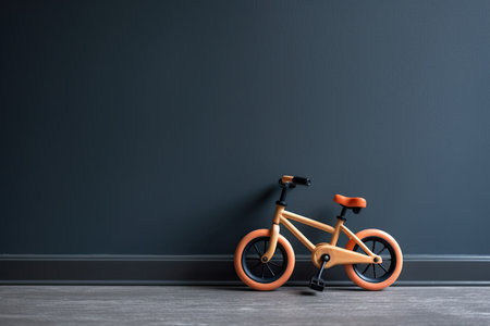 0282. Bicycle toy in front of dark wall. Generative AIの素材