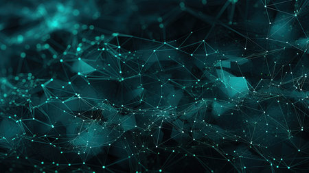 0926. Minimalist Cyan and Charcoal Cybernetic Network Background. Generative AIの素材