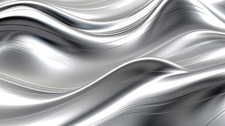 1092. Polished Silver Digital Wave Background. Generative AIの素材