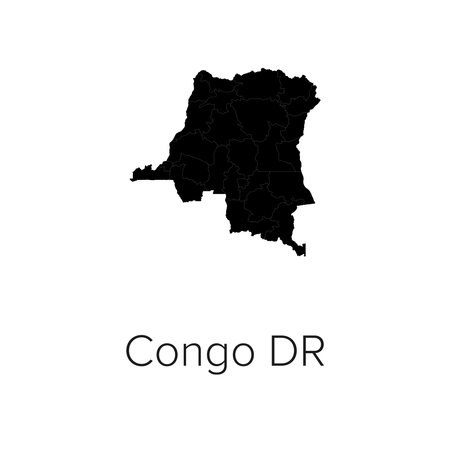 Congo DR Map Vector Illustration - Silhouette, Outline, Congo DR Travel and Tourism Mapのイラスト素材