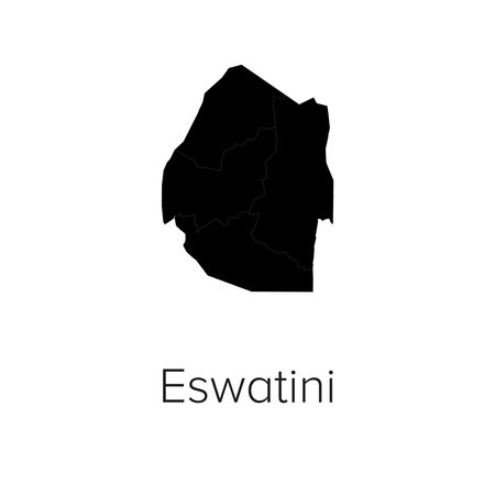 Eswatini Map Vector Illustration - Silhouette, Outline, Eswatini Travel and Tourism Mapのイラスト素材