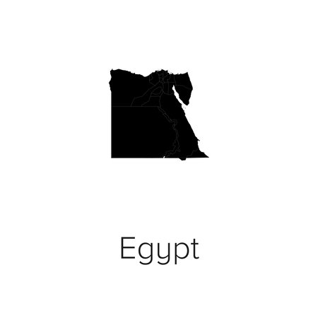 Egypt Map Vector Illustration - Silhouette, Outline, Egypt Travel and Tourism Mapのイラスト素材