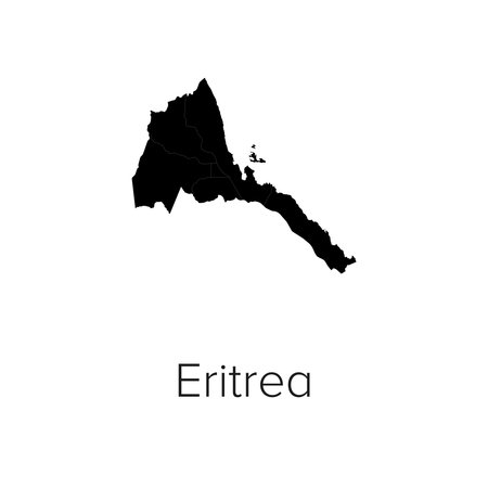 Eritrea Map Vector Illustration - Silhouette, Outline, Eritrea Travel and Tourism Mapのイラスト素材
