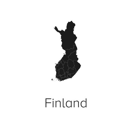 Finland Map Vector Illustration - Silhouette, Outline, Finland Travel and Tourism Mapのイラスト素材