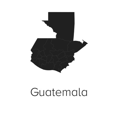 Guatemala Map Vector Illustration - Silhouette, Outline, Guatemala Travel and Tourism Mapのイラスト素材