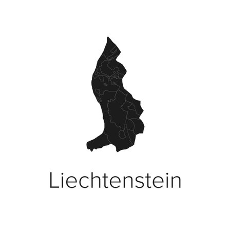 Liechtenstein Map Vector Illustration - Silhouette, Outline, Liechtenstein Travel and Tourism Mapのイラスト素材