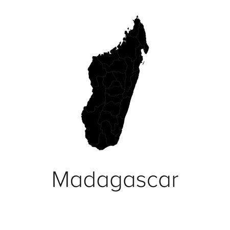 Madagascar Map Vector Illustration - Silhouette, Outline, Madagascar Travel and Tourism Mapのイラスト素材