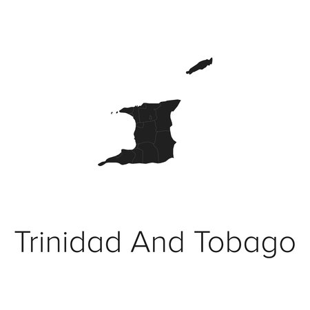 Trinidad and Tobago Map Vector Illustration - Silhouette, Outline, Trinidad and Tobago Travel and Tourism Mapのイラスト素材