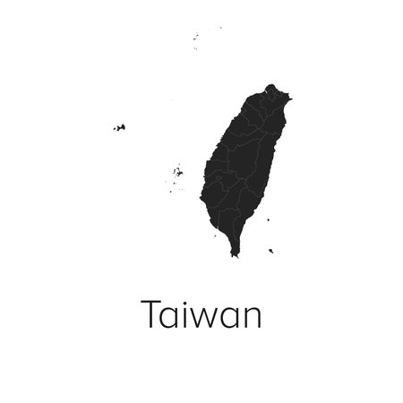 Taiwan Map Vector Illustration - Silhouette, Outline, Taiwan Travel and Tourism Mapのイラスト素材