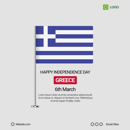Greece Independence Day Social Media Banner, Editable Vector Design with Flagのイラスト素材