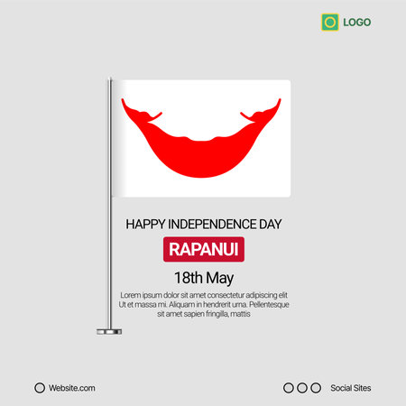 Rapa Nui Independence Day Social Media Banner, Editable Vector Design with Flagのイラスト素材