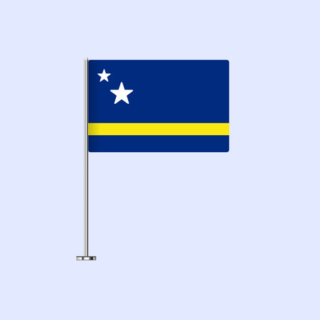 Isolated CuraÃ§ao Table Flag on Pole, CuraÃ§aoan Flag Vector Design for Print and Webのイラスト素材