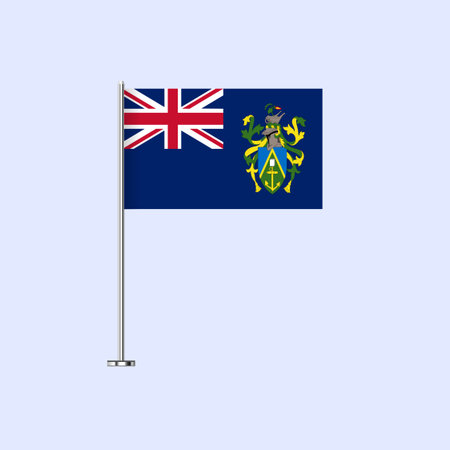 Isolated Pitcairn Islands Table Flag on Pole, Pitcairnese Flag Vector Design for Print and Webのイラスト素材