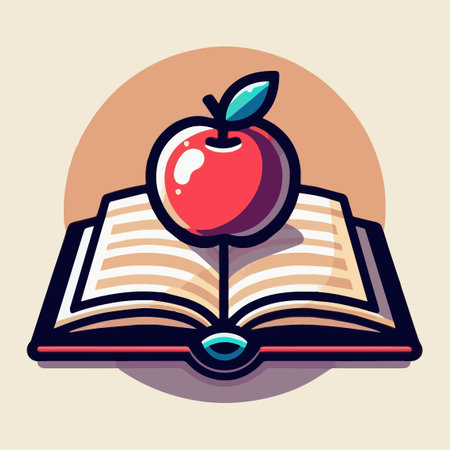 Apple and book icon. Education and reading concept. Vector illustration.のイラスト素材