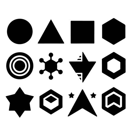 Set of black geometric icons on white background. Vector Illustration.のイラスト素材