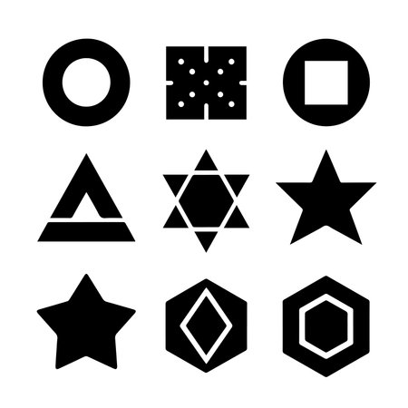 Geometric shapes icons set. Black and white design. Vector illustration.のイラスト素材