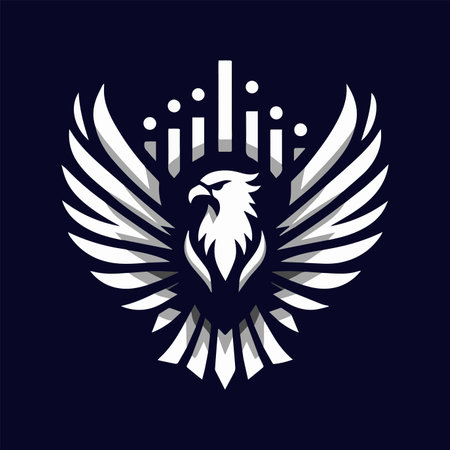 Eagle head with wings. Eagle head logo. Eagle head vector logoのイラスト素材