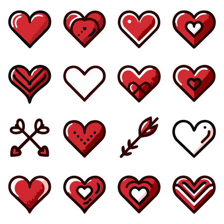 Hearts icons set. Vector illustration of a set of heart icons.のイラスト素材