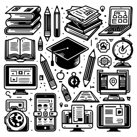 Set of education icons in line art style. Vector illustration for web and print.のイラスト素材