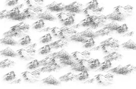 Abstract artistic sketch of mountain range in black and white suitable for digital art wallpapers and creative design.の写真素材