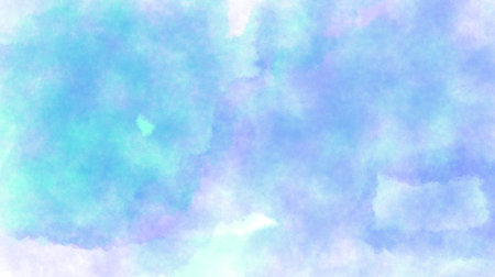 Blue and green watercolor background with cloudy texture and artistic faded wash for creative design, pastel smooth surfaceの写真素材