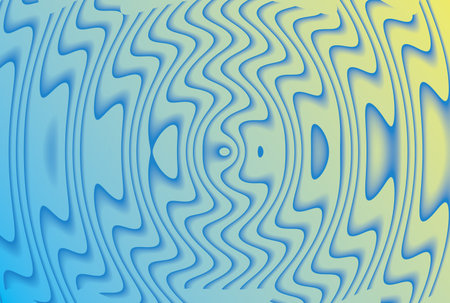 Blue and yellow circular ripple abstract background with smooth wave textured artistic digital design pattern, wallpaperの写真素材