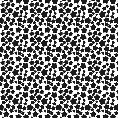 White and black dense star repeating pattern, abstract modern textureの写真素材