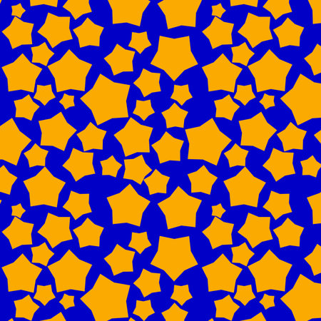 Blue and orange abstract star repeating pattern, colorful geometric designの写真素材