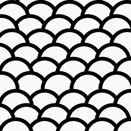 Black and white wave scallop seamless pattern, minimal textureの写真素材