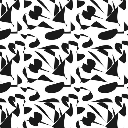 Abstract black and white leaf seamless pattern, nature styleの写真素材