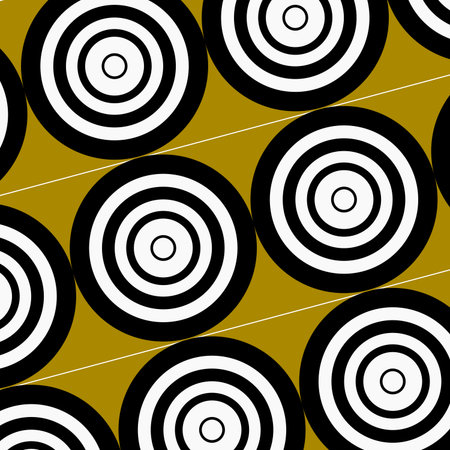 Yellow and black concentric circle abstract pattern, modern styleの写真素材