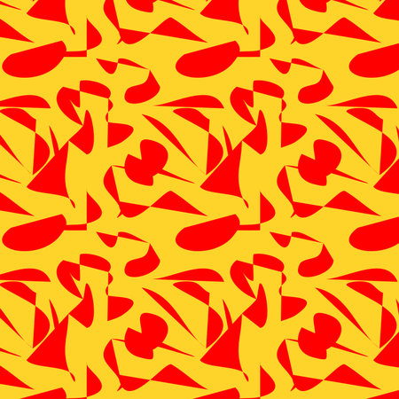 Red and yellow abstract shapes seamless pattern, bold designの写真素材