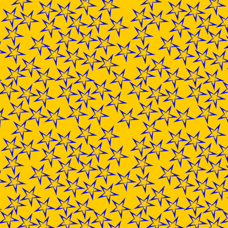 Yellow star seamless pattern on bright background, modern designの写真素材