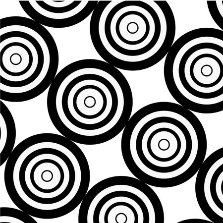 Black and white circular rings pattern background, abstract designの写真素材