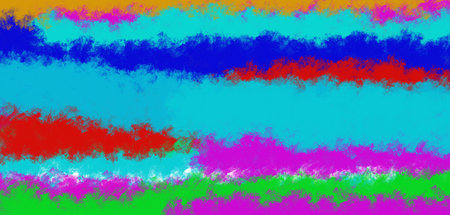 Handmade watercolor with bright contrasting stripes of red, blue and turquoise, bold lookの写真素材