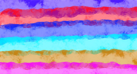 Handmade watercolor with layered colorful horizontal brush strokes pattern, artistic toneの写真素材