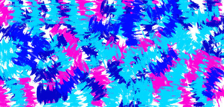 Handmade watercolor pattern with bright blue, pink and white abstract petals, vivid artの写真素材