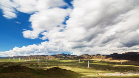 Xinjiang Sailimu Lake windmill forestのeditorial素材
