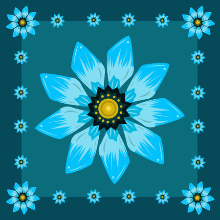 Blue ice flower flat vector illustration for graphic design and decorative elementのイラスト素材