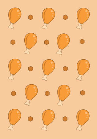 Crispy fried chicken drumstick vector wallpaper for graphic design and decorative elementのイラスト素材
