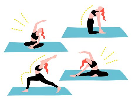 woman doing yoga pose setのイラスト素材