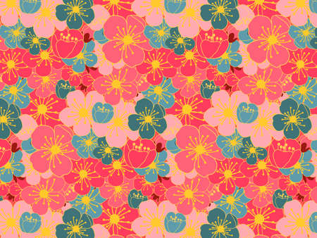 full of plum flower patternのイラスト素材