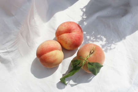 Fresh sweet ripe peaches as backgroundの写真素材