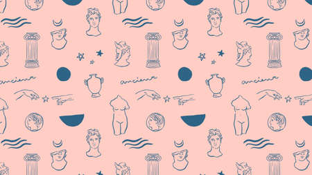 modern illustration of Ancient Greece pattern backgroundの写真素材