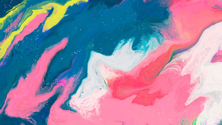 Abstract pink and turquoise paint background with marble pattern