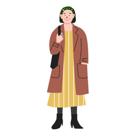 fashionable elderly woman. Vector illustrationのイラスト素材